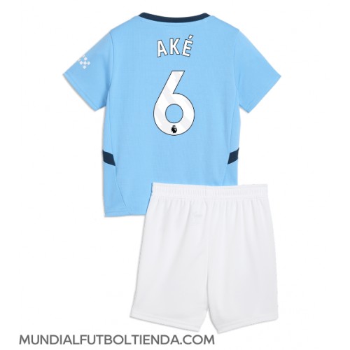 Camiseta Manchester City Nathan Ake #6 Primera Equipación Replica 2024-25 para niños mangas cortas (+ Pantalones cortos)